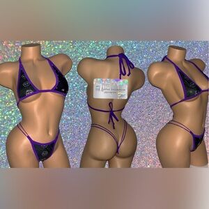 EXOTIC STRIPPER WEAR: MULTICOLORED 2 PIECE SET WITH RHINESTONES